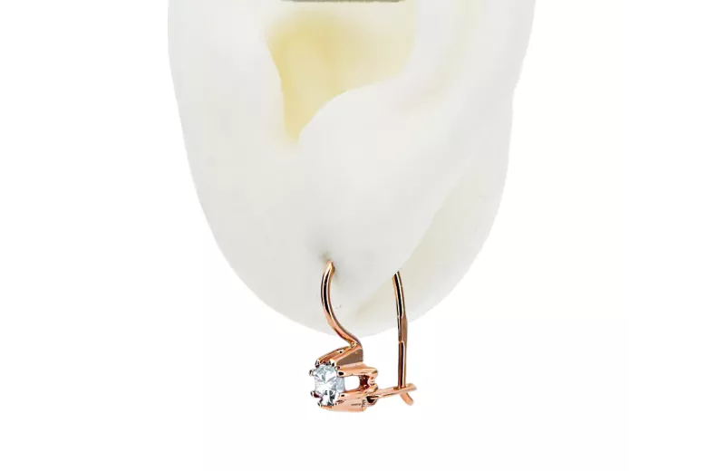 Ohrringe Zirkon Originales Vintage-Roségold aus 14 Karat Vintage Handwerk vec053r